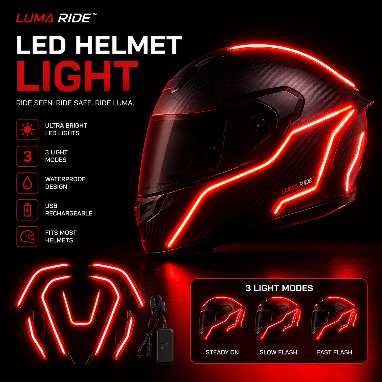 Luma Ride™ LED Helmet Light
